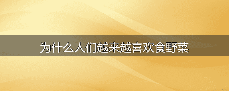 为什么人们越来越喜欢食野菜