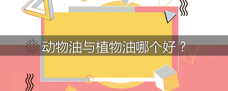 动物油与植物油哪个好？