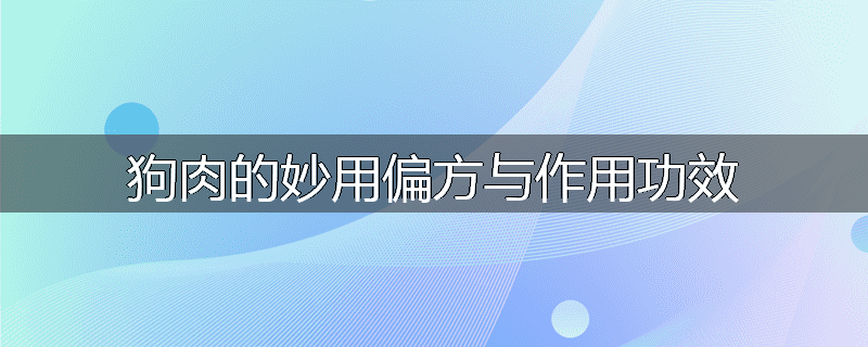 狗肉的妙用偏方与作用功效