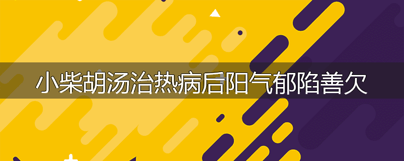 小柴胡汤治热病后阳气郁陷善欠