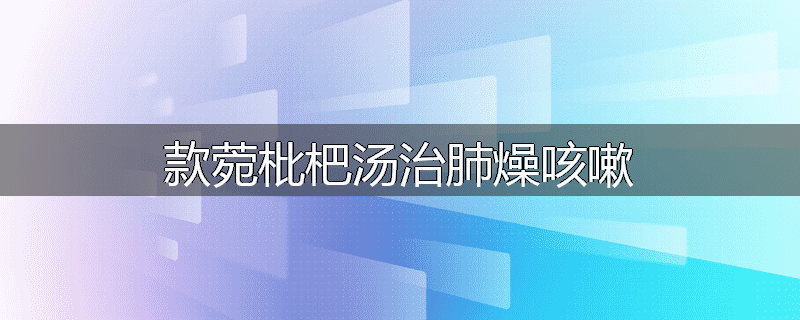 款菀枇杷汤治肺燥咳嗽