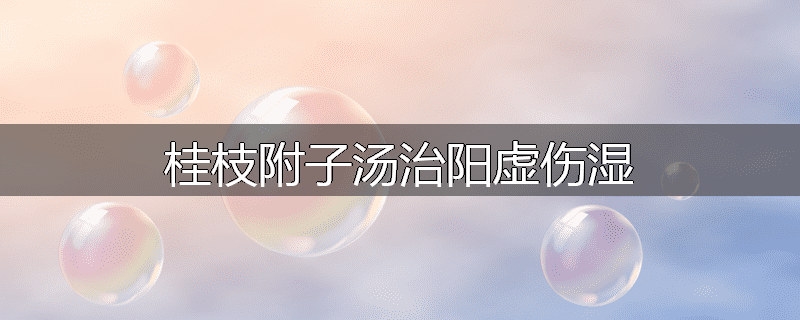 桂枝附子汤治阳虚伤湿