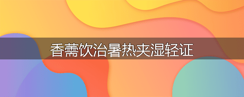 香薷饮治暑热夹湿轻证