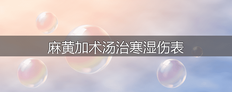 麻黄加术汤治寒湿伤表