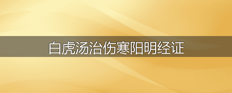白虎汤治伤寒阳明经证