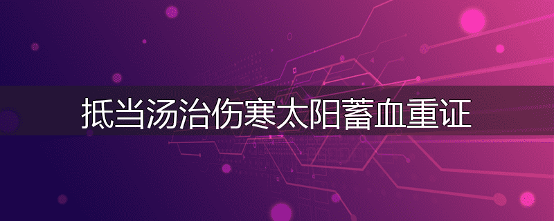 抵当汤治伤寒太阳蓄血重证