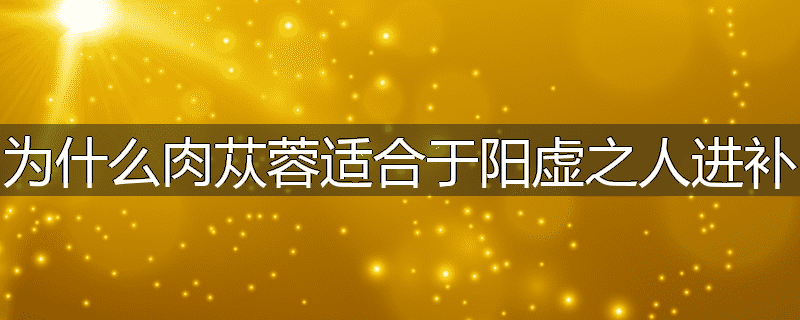 为什么肉苁蓉适合于阳虚之人进补