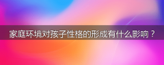 家庭环境对孩子性格的形成有什么影响？